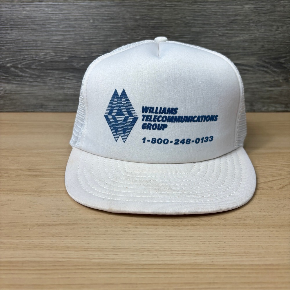 Vintage Williams Telecommunications Hat Cap Snapback White Trucker‎